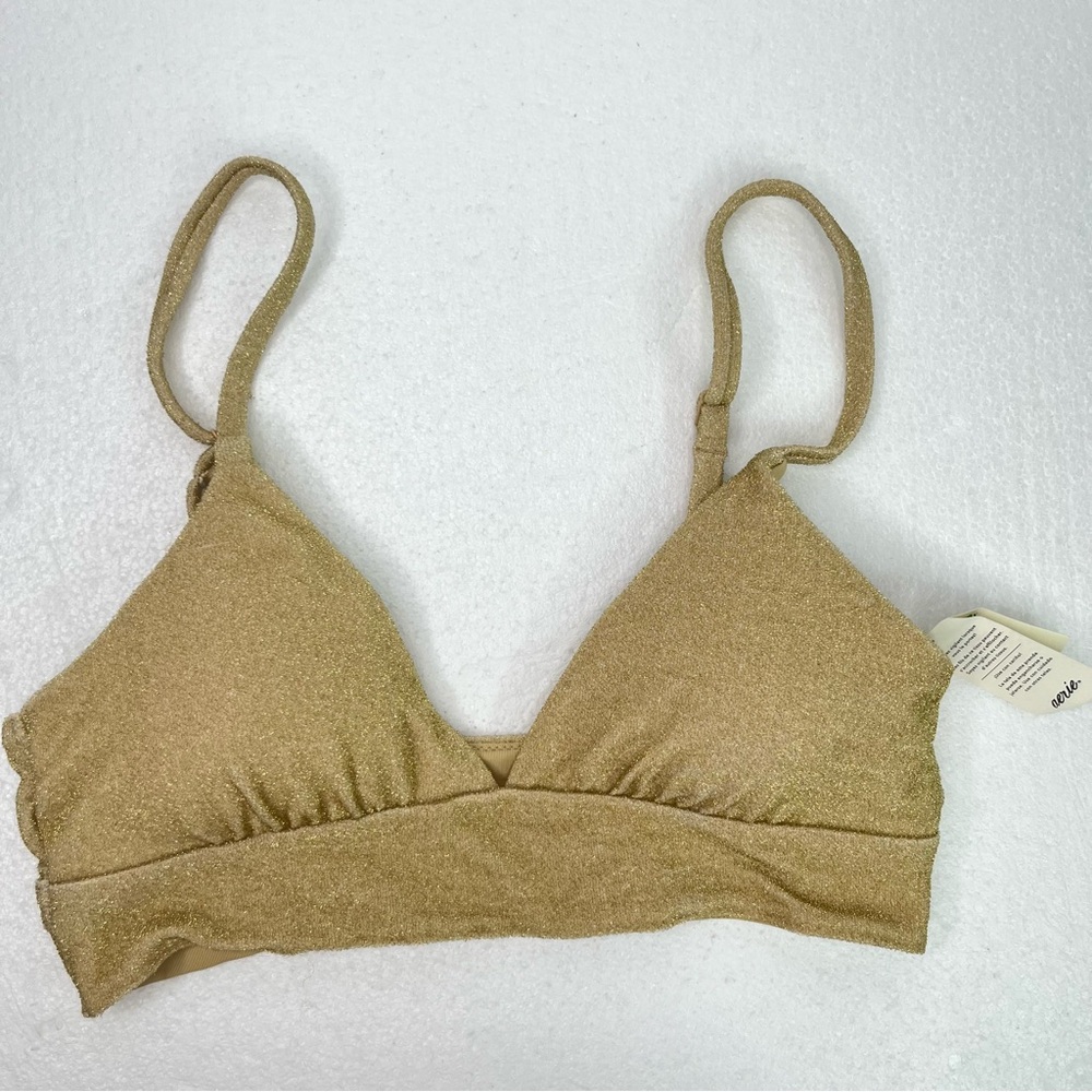 Aerie Gold Bikini Top Swimwear Women’s Swimsuit Small
